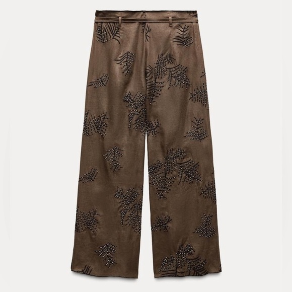 NWT ZARA EMBROIDERED WIDE LEG PANTS ZW COLLECTION - Picture 6 of 16